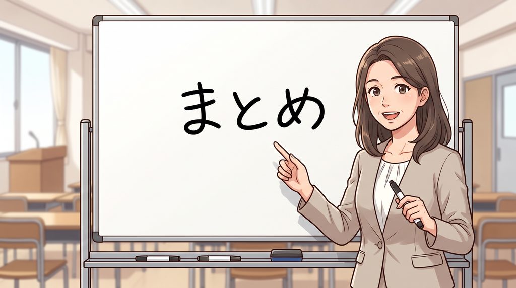 宅建試験に落ちるのは恥ずかしいことなのかというテーマについて、まとめの話をしようとしている女性宅建講師