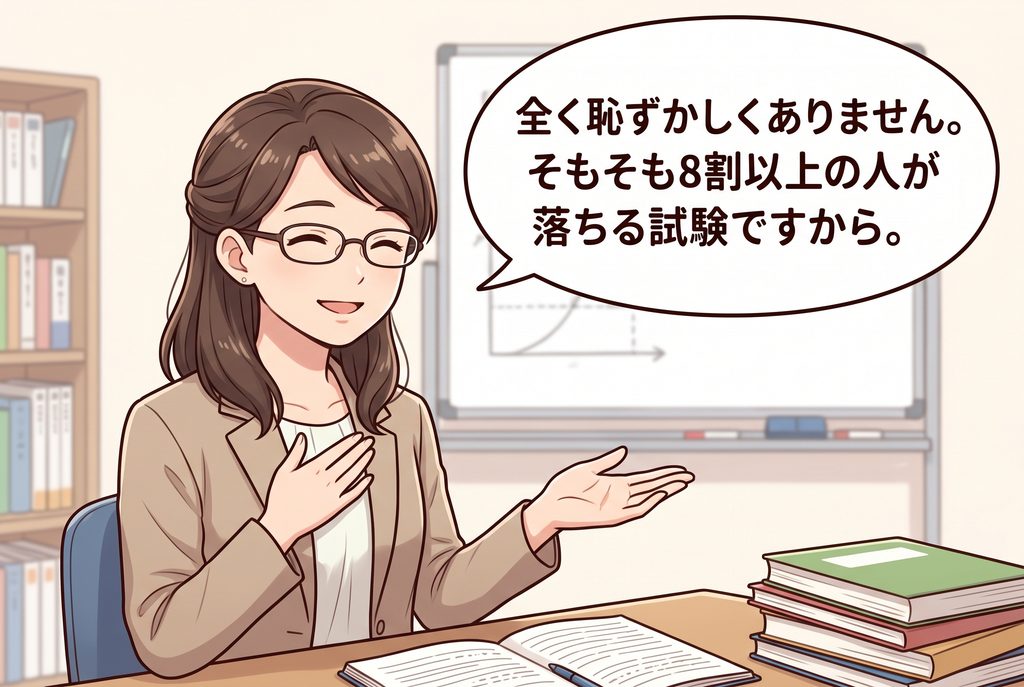 宅建試験に落ちることは全く恥ずかしいことではないと断言する女性講師